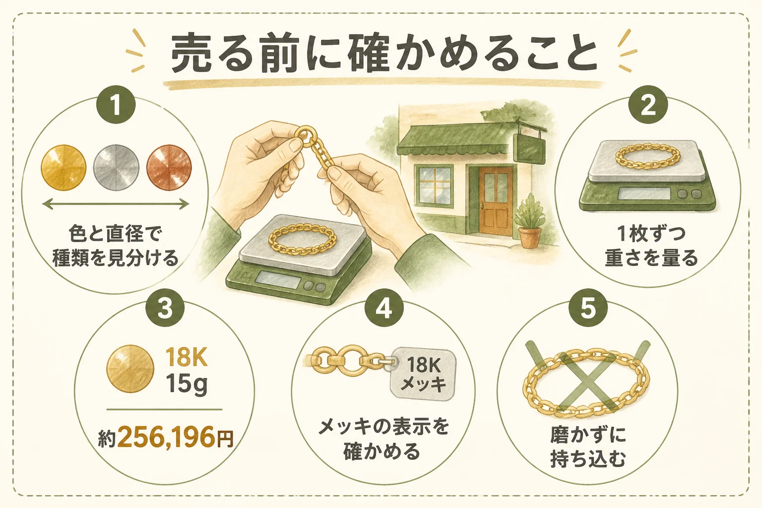 大阪万博の記念メダルを売る前の確認の図解
