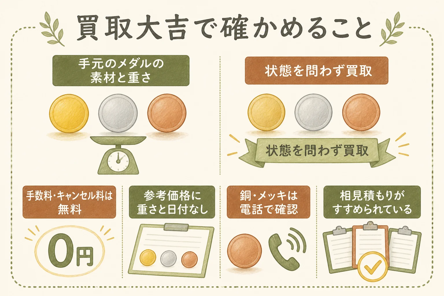 買取大吉で記念メダルを売る前に確かめることの図解