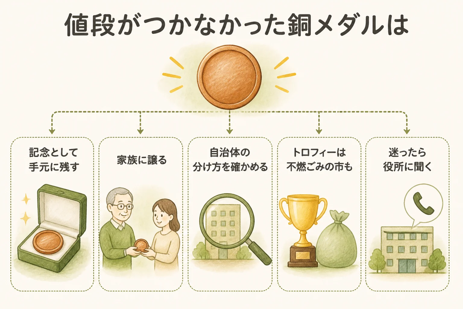 値段がつかなかった銅メダルの扱いをまとめた図解