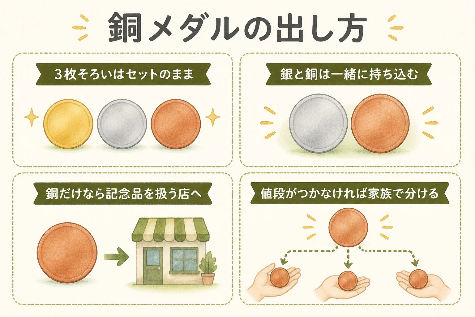 エキスポ70の銅メダルの出し方を状況別にまとめた図解