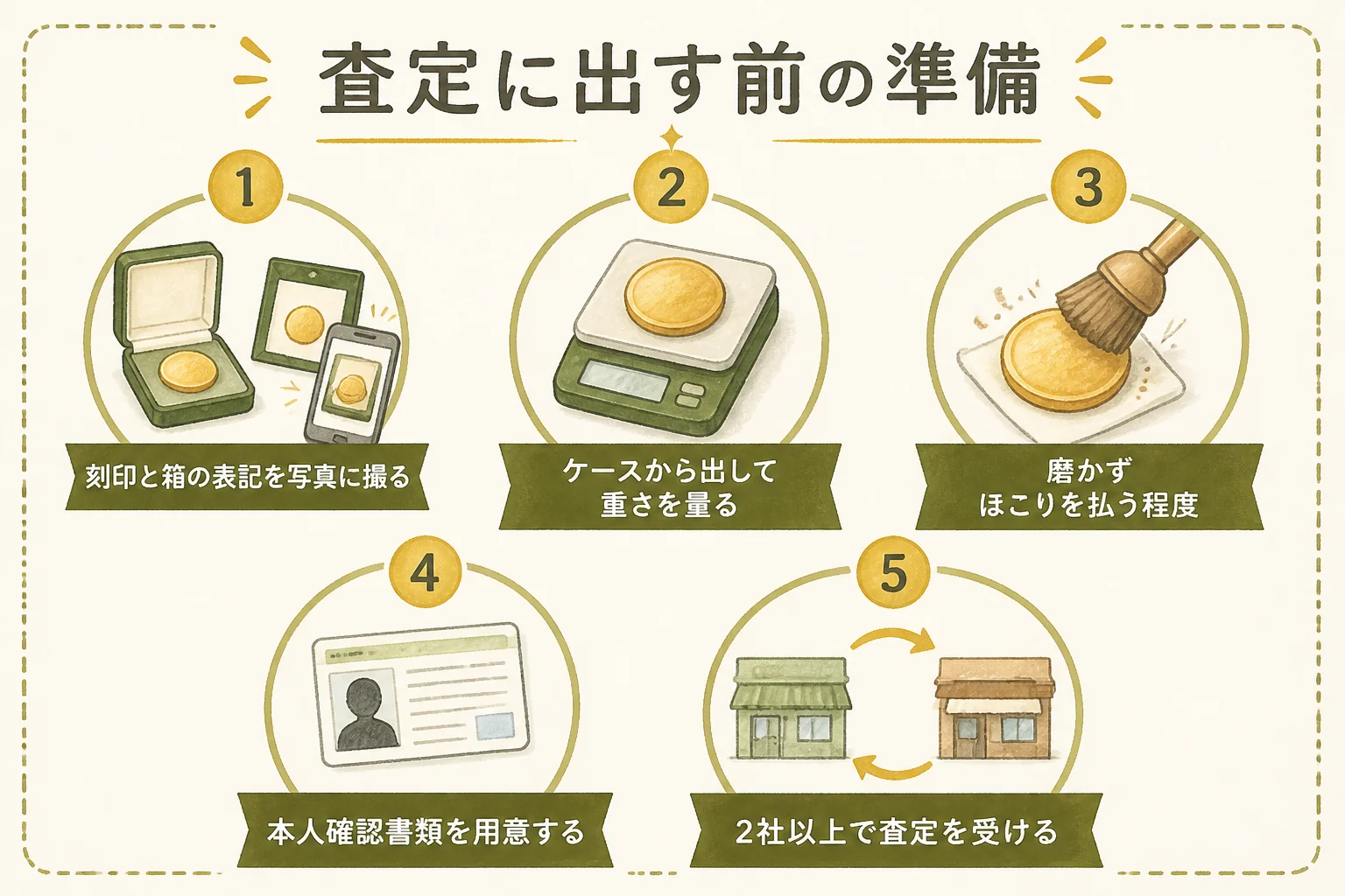御訪米記念メダルを売る前の準備の図解