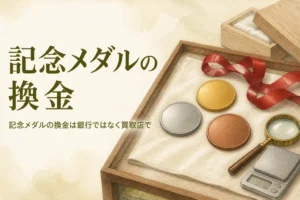記念メダルを換金する方法を紹介する記事のアイキャッチ
