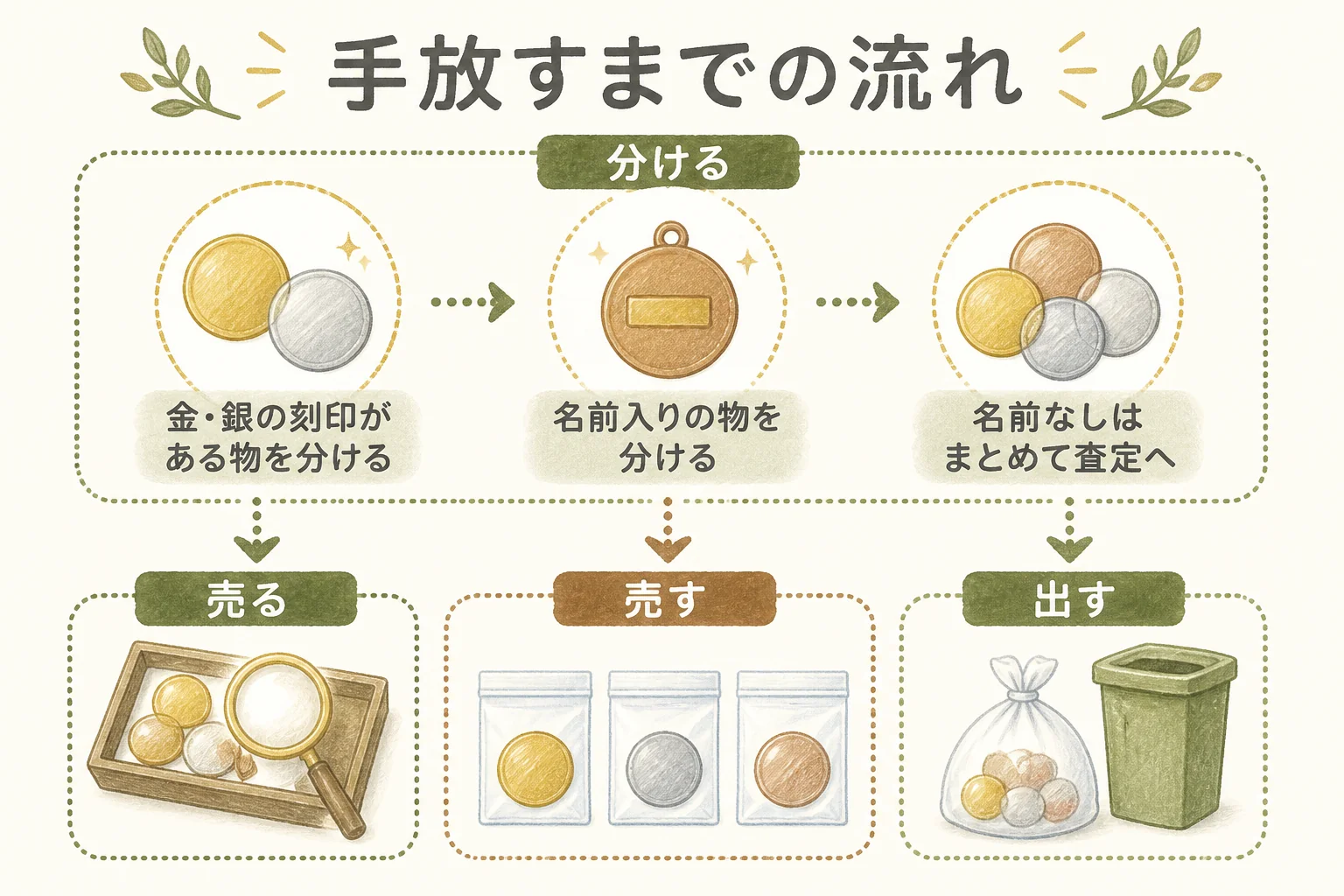 観光地の記念メダルを手放すまでの流れの図解