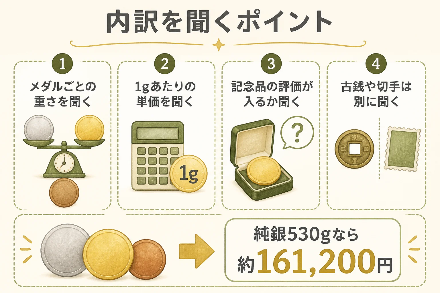 まとめて査定に出す時に内訳を聞くポイントの図解