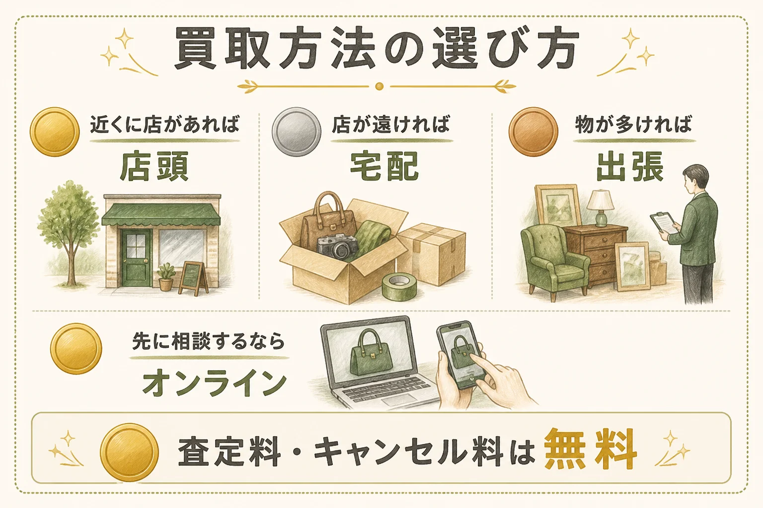 なんぼやの買取方法の選び方の図解