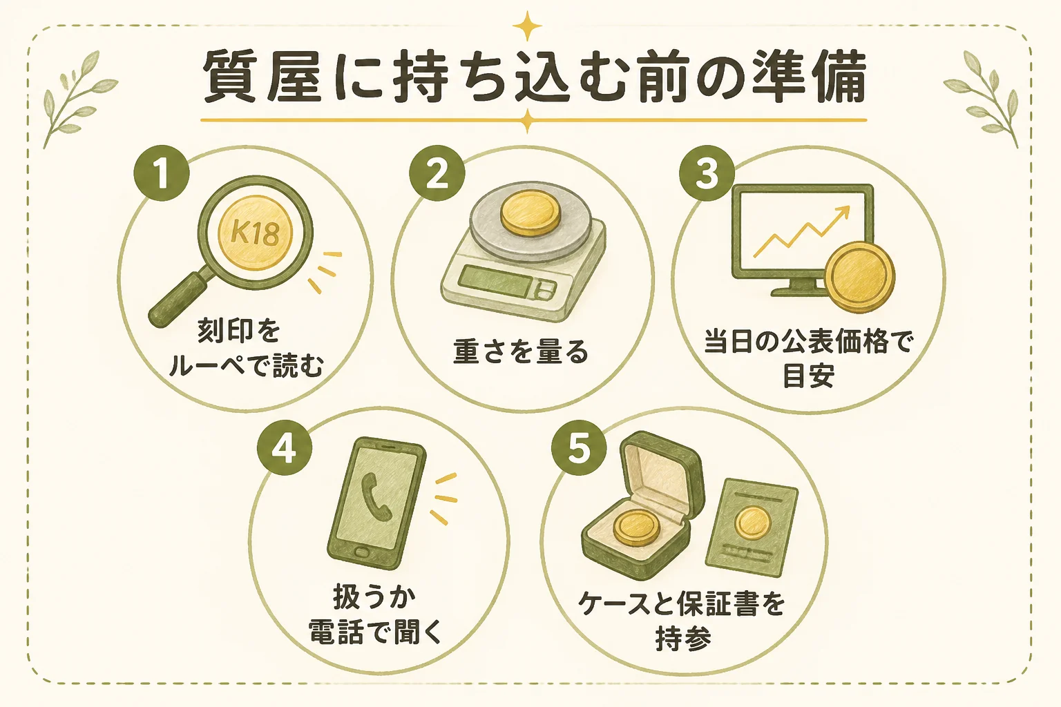 質屋に記念メダルを持ち込む前の準備の図解