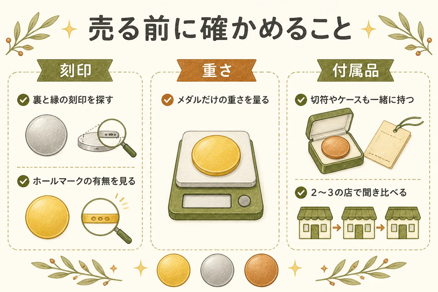 新幹線の記念メダルを売る前に確かめることの図解