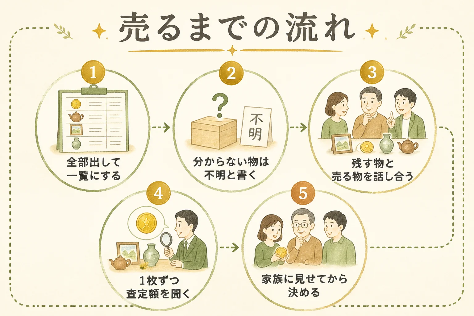相続した記念メダルを売るまでの手順の図解