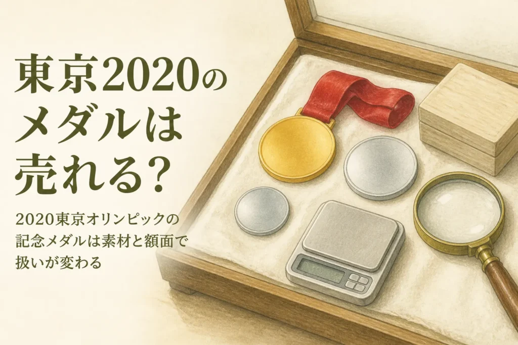 2020東京オリンピックの記念メダルを売れるか確かめるイメージ