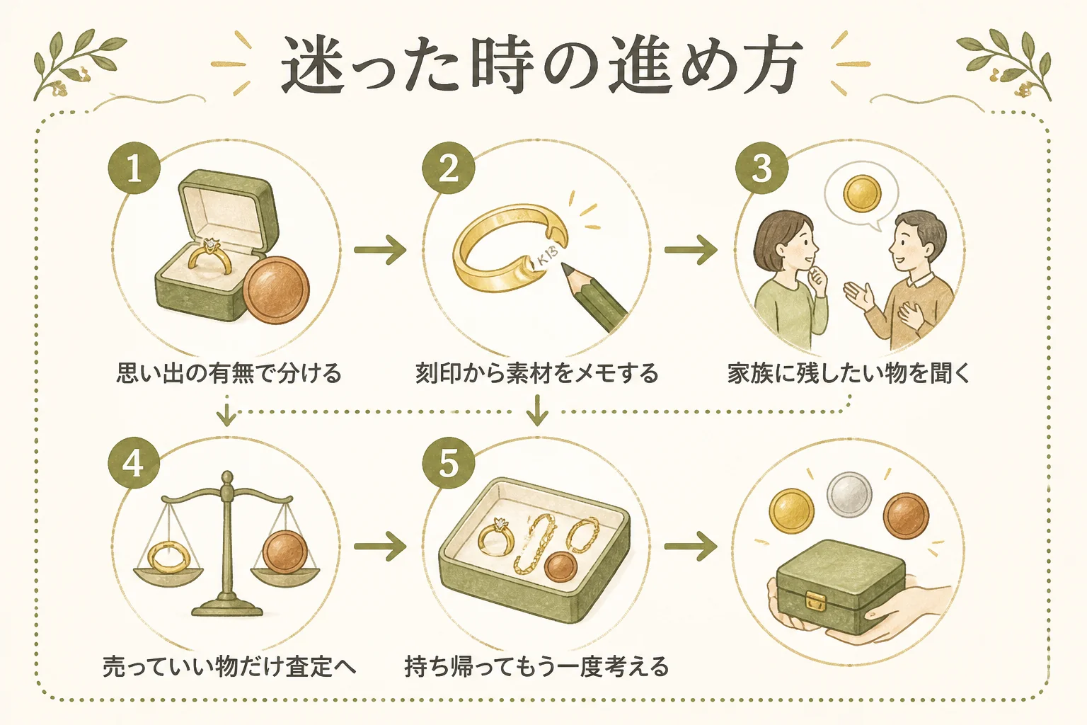 記念メダルを一部だけ売る・査定だけ聞く時の進め方の図解